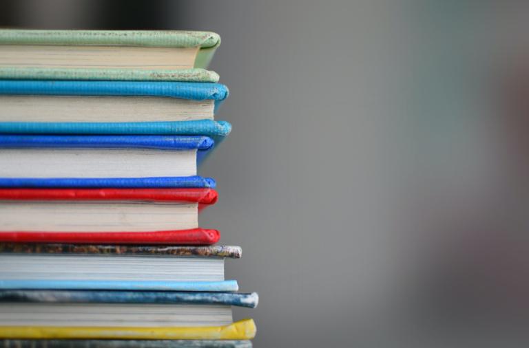 Books on a table