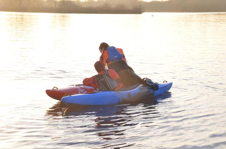 getting back into a kayak