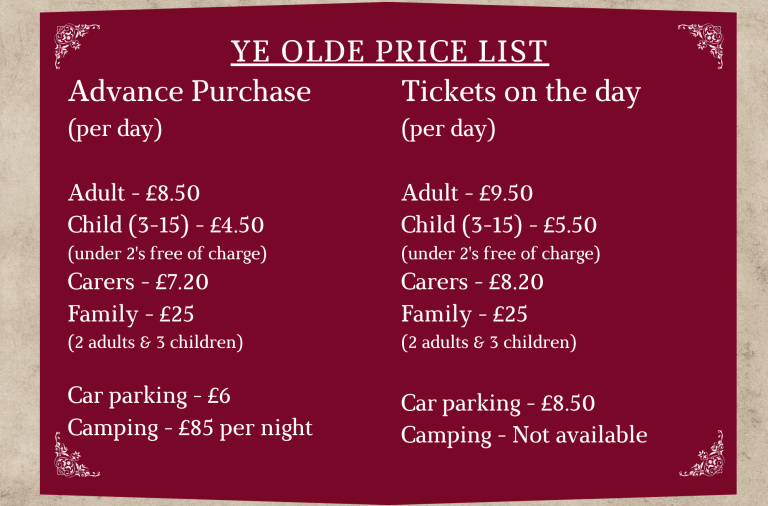 Medieval Price list
