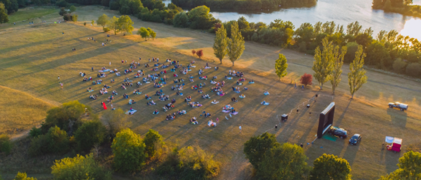 Birds eye view overlooking Lea Heath at Dinton